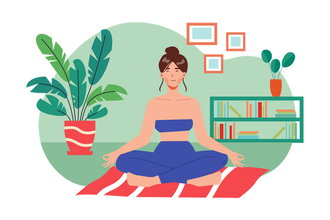 Fille faisant du yoga  Illustration