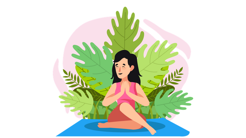 Fille faisant du yoga  Illustration