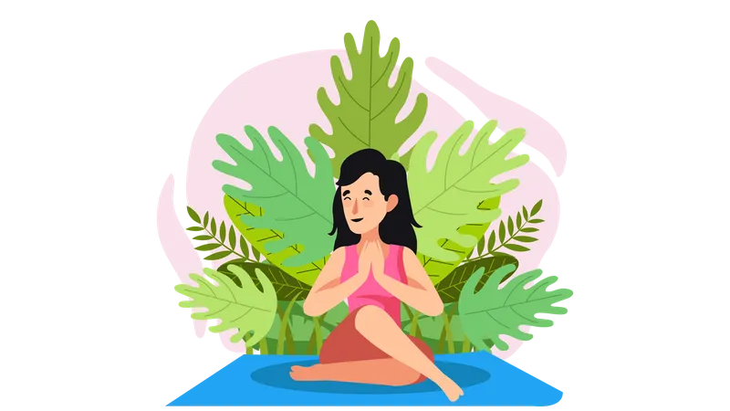 Fille faisant du yoga  Illustration