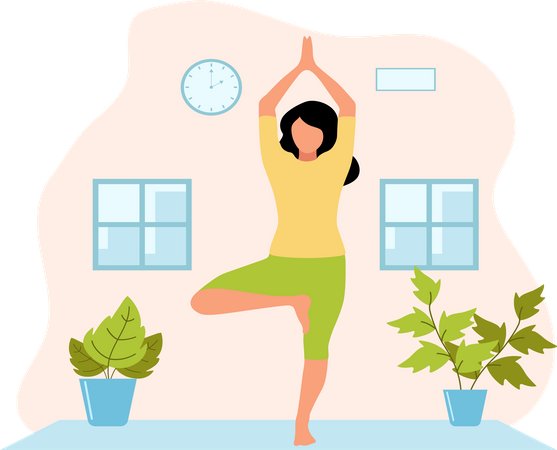 Fille faisant du yoga  Illustration