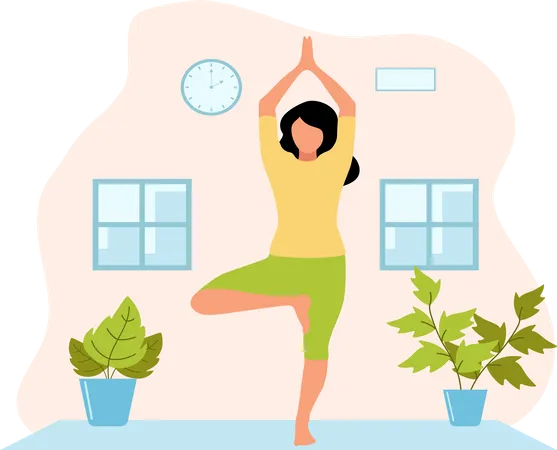 Fille faisant du yoga  Illustration