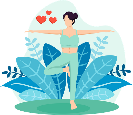 Fille faisant du yoga  Illustration