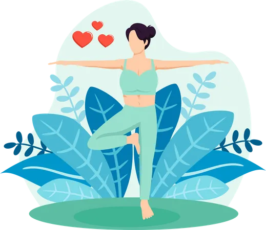 Fille faisant du yoga  Illustration