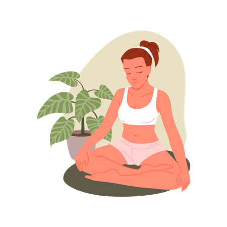 Fille faisant du yoga  Illustration