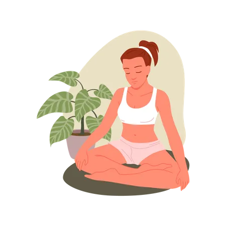 Fille faisant du yoga  Illustration