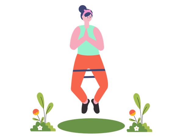 Fille faisant du yoga dans le parc  Illustration