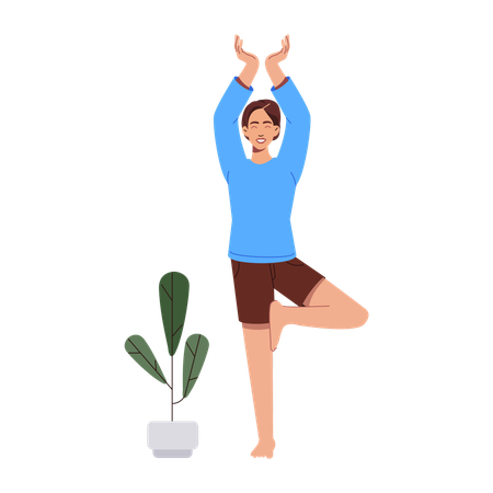 Fille faisant des exercices de yoga  Illustration