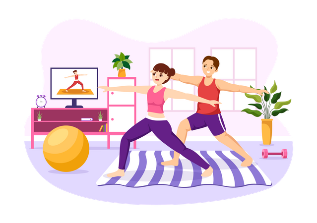 Fille faisant des exercices de yoga  Illustration