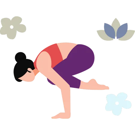 Fille faisant du yoga, faisant de l'exercice pour le fitness  Illustration