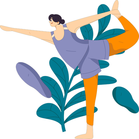 Fille faisant du yoga le matin  Illustration