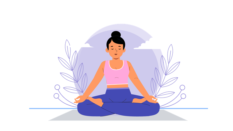 Fille faisant du yoga le matin  Illustration