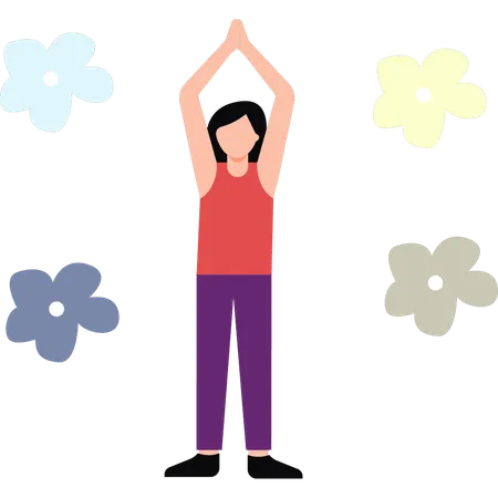 Fille faisant du yoga pour la forme physique  Illustration