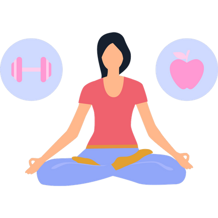 Fille faisant du yoga pour la forme physique  Illustration