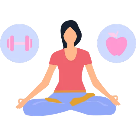 Fille faisant du yoga pour la forme physique  Illustration