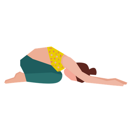 Fille faisant une pose de yoga pour enfants  Illustration