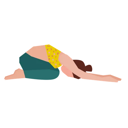 Fille faisant une pose de yoga pour enfants  Illustration