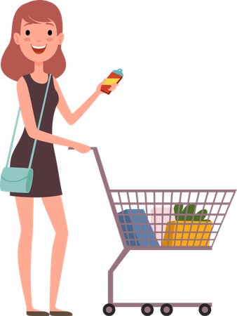 Fille faisant les courses  Illustration