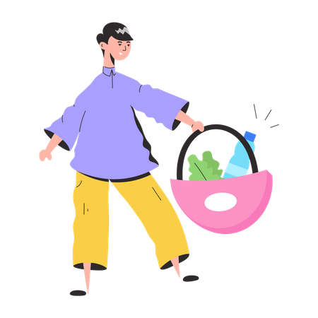 Fille faisant les courses  Illustration