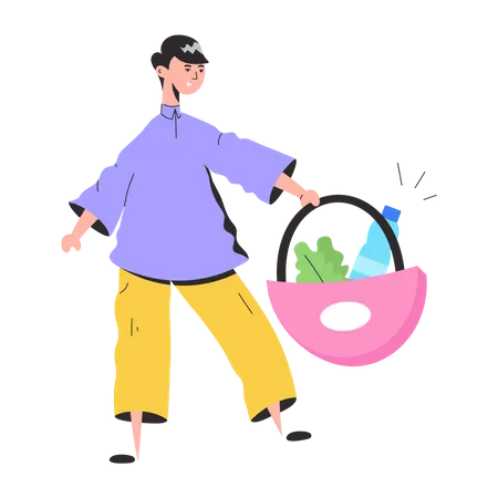 Fille faisant les courses  Illustration