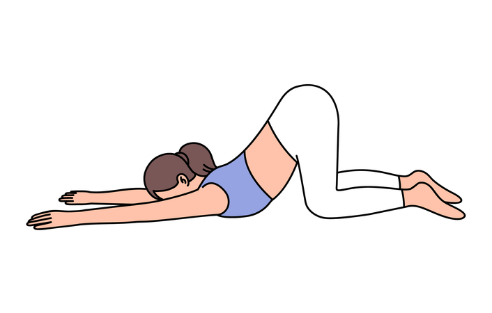 Fille faisant une pose de yoga au cœur fondant  Illustration