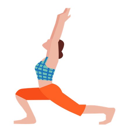 Fille faisant la pose de yoga guerrier  Illustration