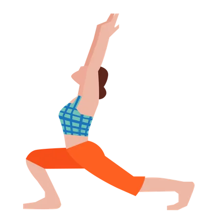 Fille faisant la pose de yoga guerrier  Illustration