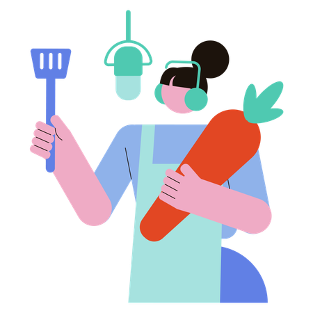 Fille faisant un podcast de cuisine  Illustration