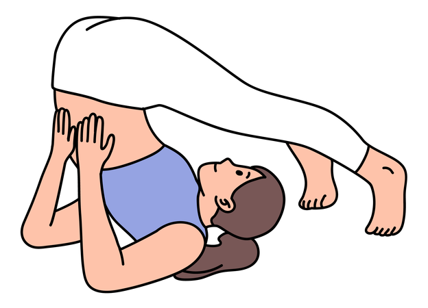 Fille faisant la pose de yoga de charrue  Illustration