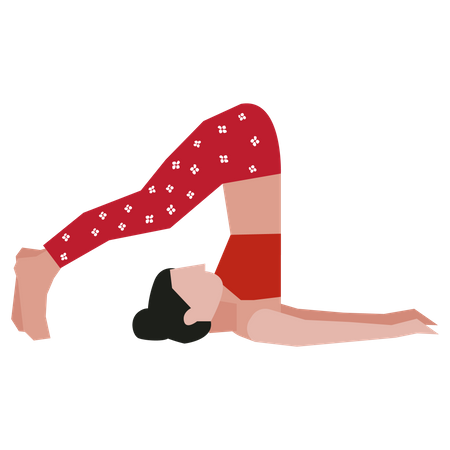 Fille faisant la pose de yoga de charrue  Illustration