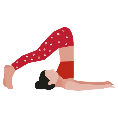 Fille faisant la pose de yoga de charrue  Illustration