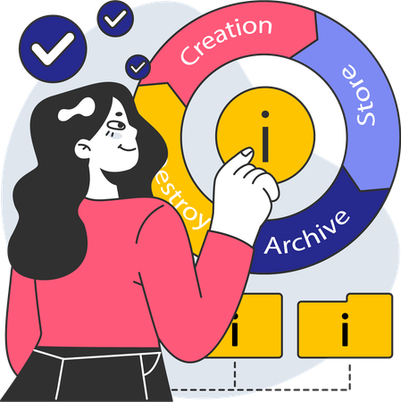 Fille faisant l'analyse de l'information  Illustration