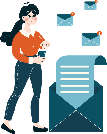 Fille faisant du marketing par courrier  Illustration