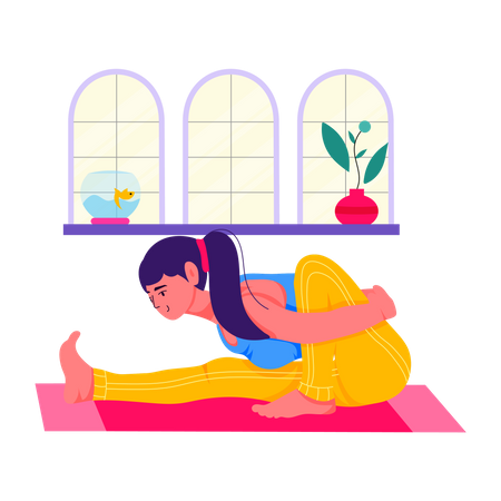 Fille faisant marichy asana  Illustration