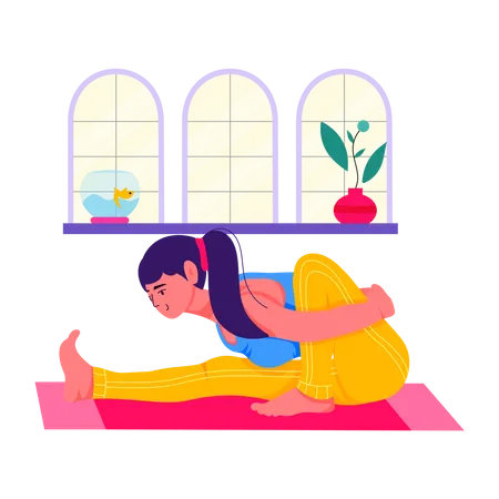 Fille faisant marichy asana  Illustration