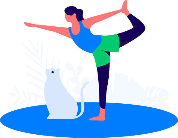 Fille faisant natrajasana à la maison  Illustration