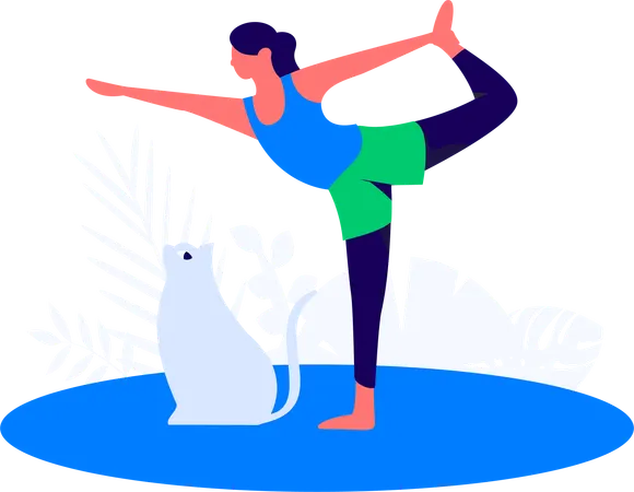 Fille faisant natrajasana à la maison  Illustration