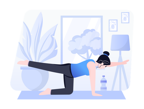 Fille faisant du yoga en position d'oiseau  Illustration