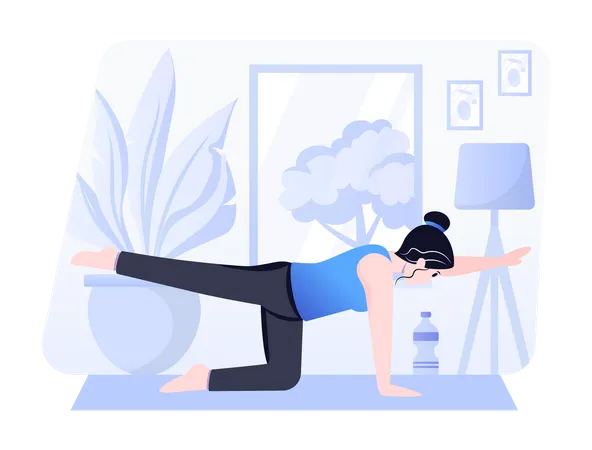 Fille faisant du yoga en position d'oiseau  Illustration