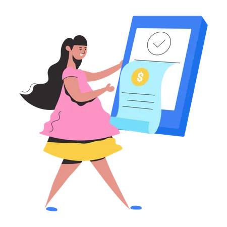 Fille effectuant un paiement en ligne  Illustration