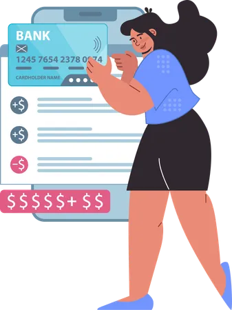 Fille effectuant un paiement par carte de crédit  Illustration