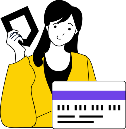 Fille effectuant un paiement sécurisé  Illustration