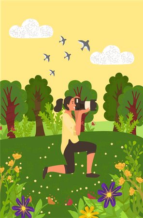 Fille faisant de la photographie  Illustration