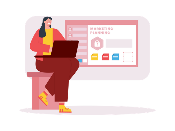 Fille faisant la planification du marketing  Illustration