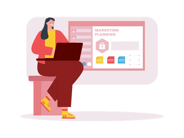 Fille faisant la planification du marketing  Illustration