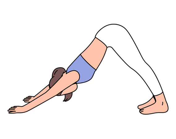 Fille faisant une pose de yoga pour chien orienté vers le bas  Illustration