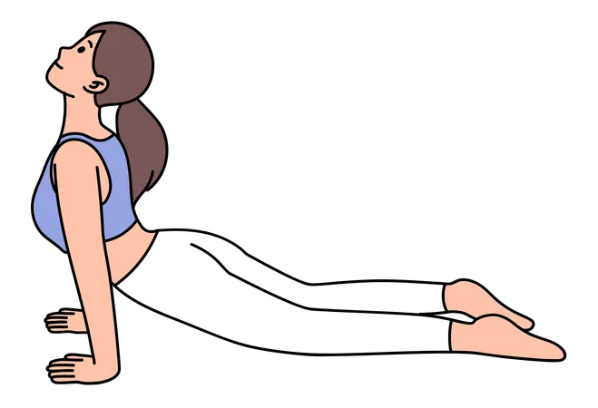 Fille faisant une pose de yoga pour chien face vers le haut  Illustration