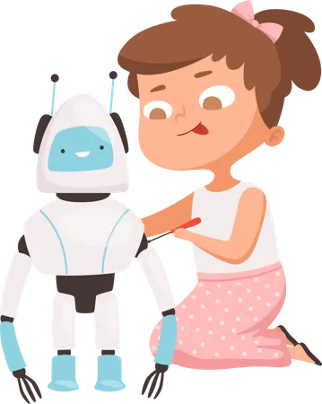 Fille faisant un modèle de robot  Illustration