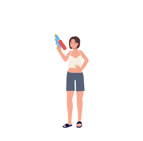 Fille faisant la célébration du songkran  Illustration