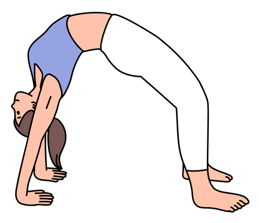 Fille faisant une pose de yoga avec arc vers le haut  Illustration