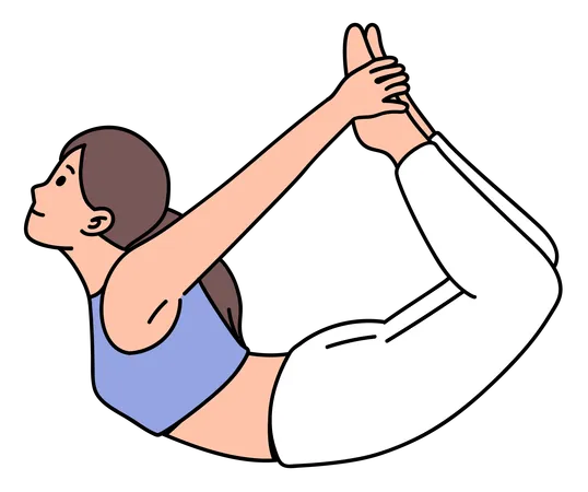 Fille faisant la pose de yoga d'arc  Illustration